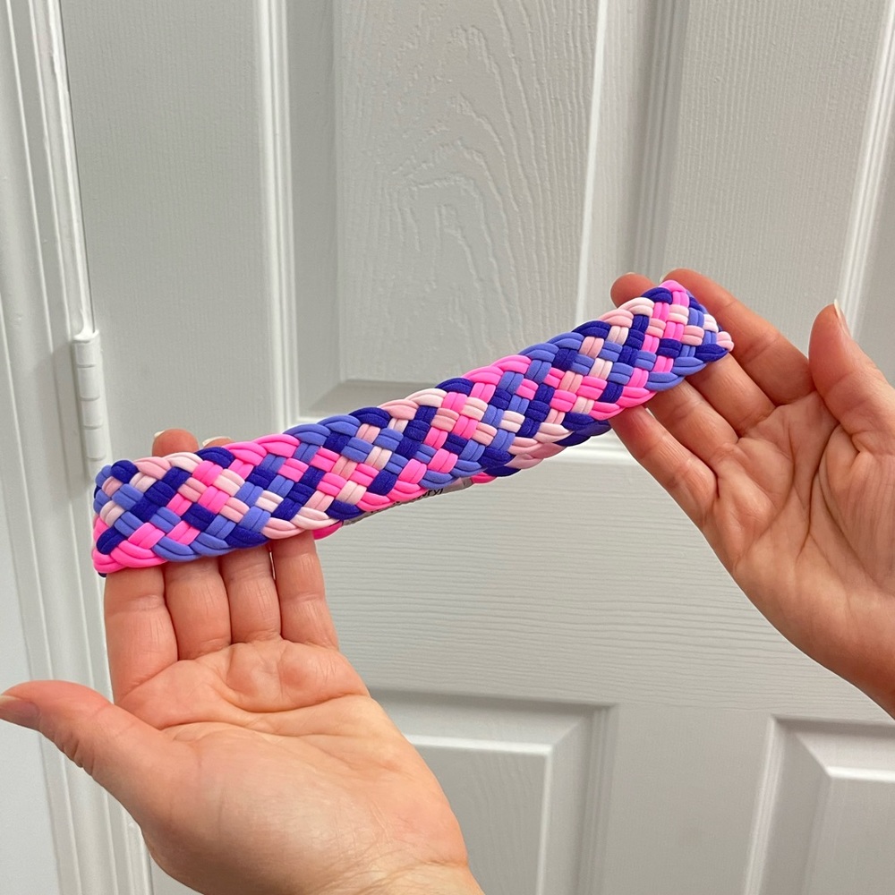 Wide pombraid headband pink/purple